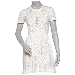 See by Chloe White Perforated Knit Flared Dress L