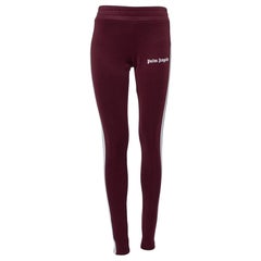 Palm Angels Burgundy Logo Printed Jersey Side Strip Detail Track Leggings L