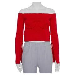 Orseund Iris Red Knit Off Shoulder Crop Top L