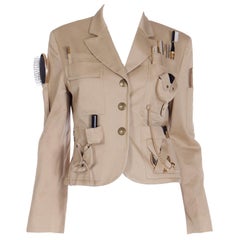 1991  Franco Moschino Couture Rare Vintage Runway Survival Jacket w Beauty Tools