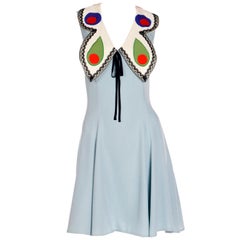 Franco Moschino 1990s Sleeveless Blue Butterfly Collar Dress