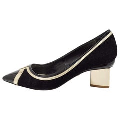 Nicholas Kirkwood Black/Gold Suede and Leather Pointed Toe Pumps Size 37
