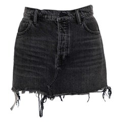 Denim X Alexander Wang Anthrazitgrauer Denim-Minirock aus Distressed-Denim mit ausgefranstem Saum M