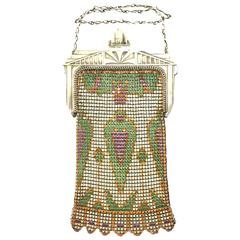 1920s Art Deco Enamel Chainmail Mesh Purse 2