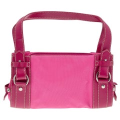 Lancel Pink Canvas And Leather Shoulder Bag