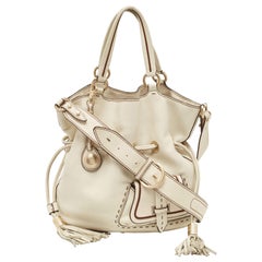 Lancel Off White Leather Premiere Flirt Bucket Bag