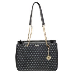 DKNY Black Signature Leather Chain Tote