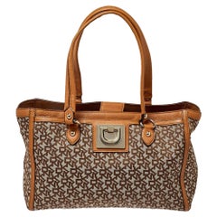 Dkny Beige/Tan Signature Canvas and Leather Tote