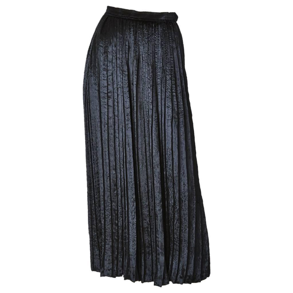 Yves Saint Laurent Crushed Velvet Pleated Skirt