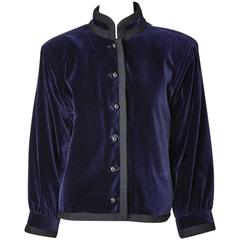 Yves Saint Laurent Midnight Blue Velvet Chinese Collection Jacket