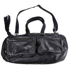 Dior Homme Duffle Leather Bag - Black Tassel Weekend Travel Gym Delville Hedi