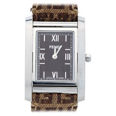 Fendi Brown Stainless Steel Canvas 7600M Women's Wristwatch 27 mm