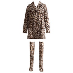 Used Alaia pony hair leopard print coat and boots ensemble, c. 2010