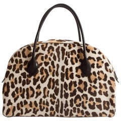 Alaia large pony hair leopard print tote bag