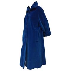 1950s Cobalt Blue Cotton Velveteen Stroller Coat 