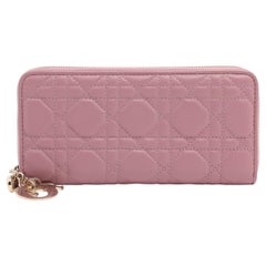 Portafoglio con zip in pelle Dior Lady Pink