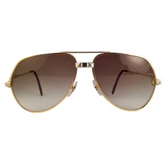 Vintage Cartier Santos Screws 56mm Heavy Plated Sunglasses France