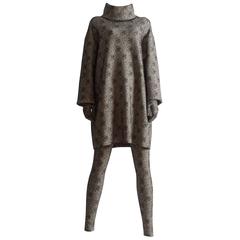 Alaia knitted sweater dress, leggings and gloves ensemble 11
