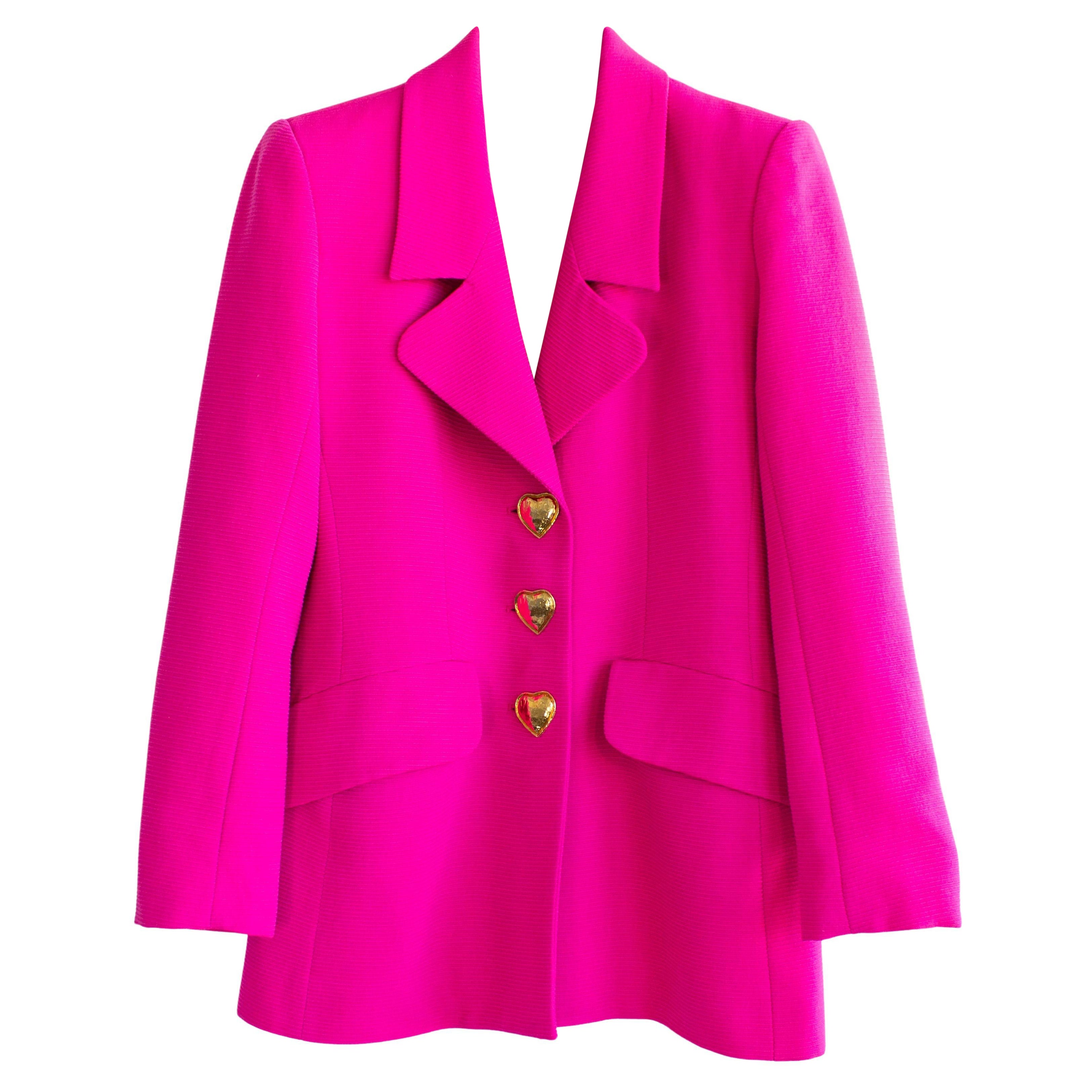 Yves Saint Laurent Vintage Spring/Summer 1995 Barbie Pink Gold Hearts Jacket For Sale