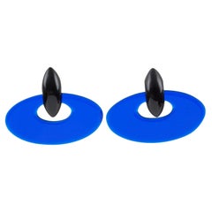 Monies Ebenholz- und blaue Harz-Ohrclips