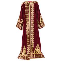 1970s Bordeaux and Gold wedding Caftan from Maghreb