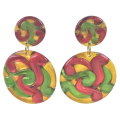 Orecchini a clip a disco in lucite multicolore