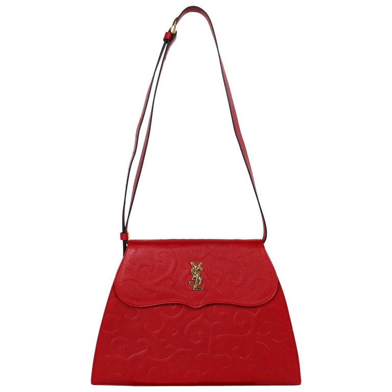 Yves Saint Laurent YSL Vintage Red Leather Arabesque 2-Way Shoulder Bag at  1stDibs