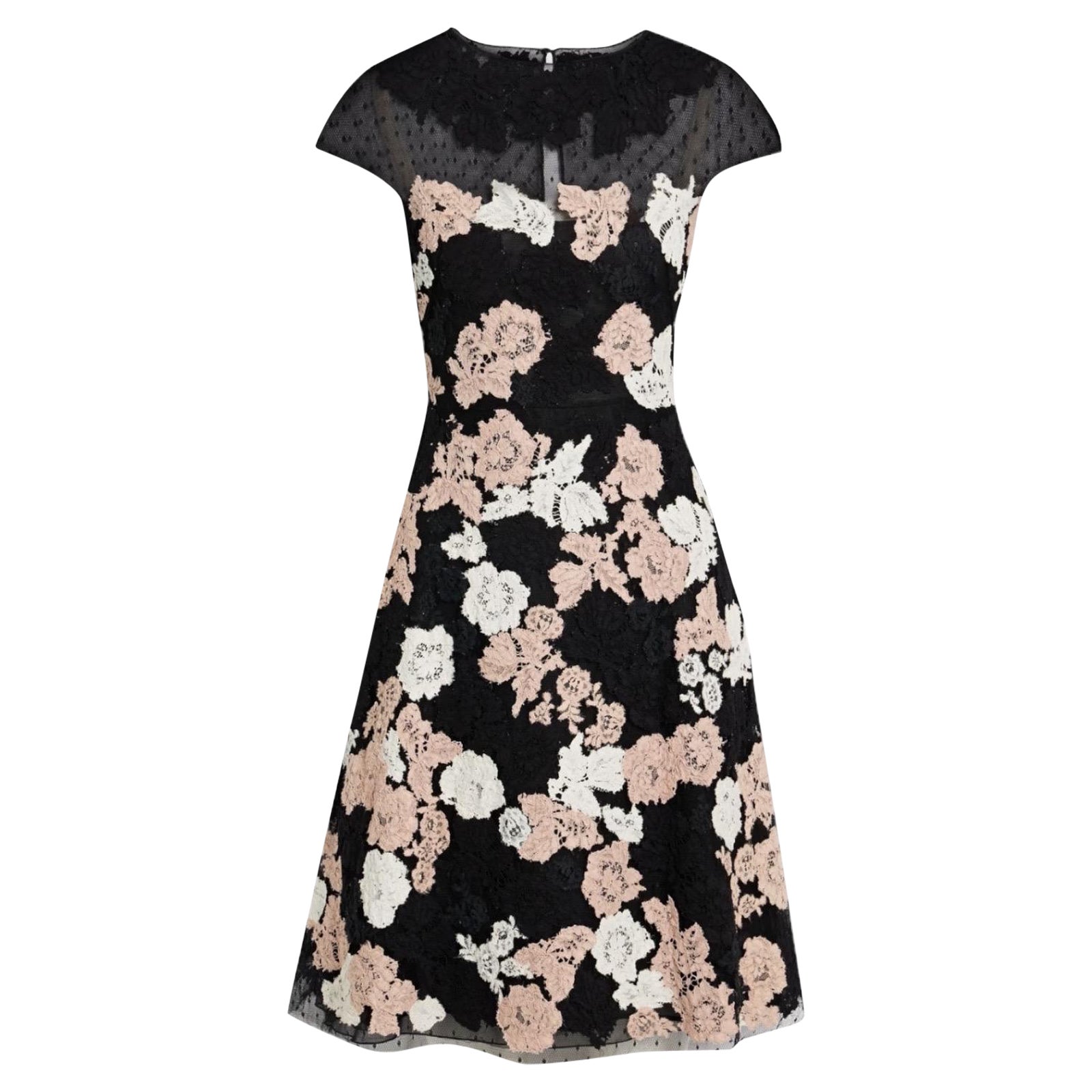 VALENTINO Breathtaking Black Floral Tulle & Lace Dress Gown XS For Sale