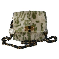 Small shoulder bag in printed furs and chain & gros-grain shoulder strap Lanvin