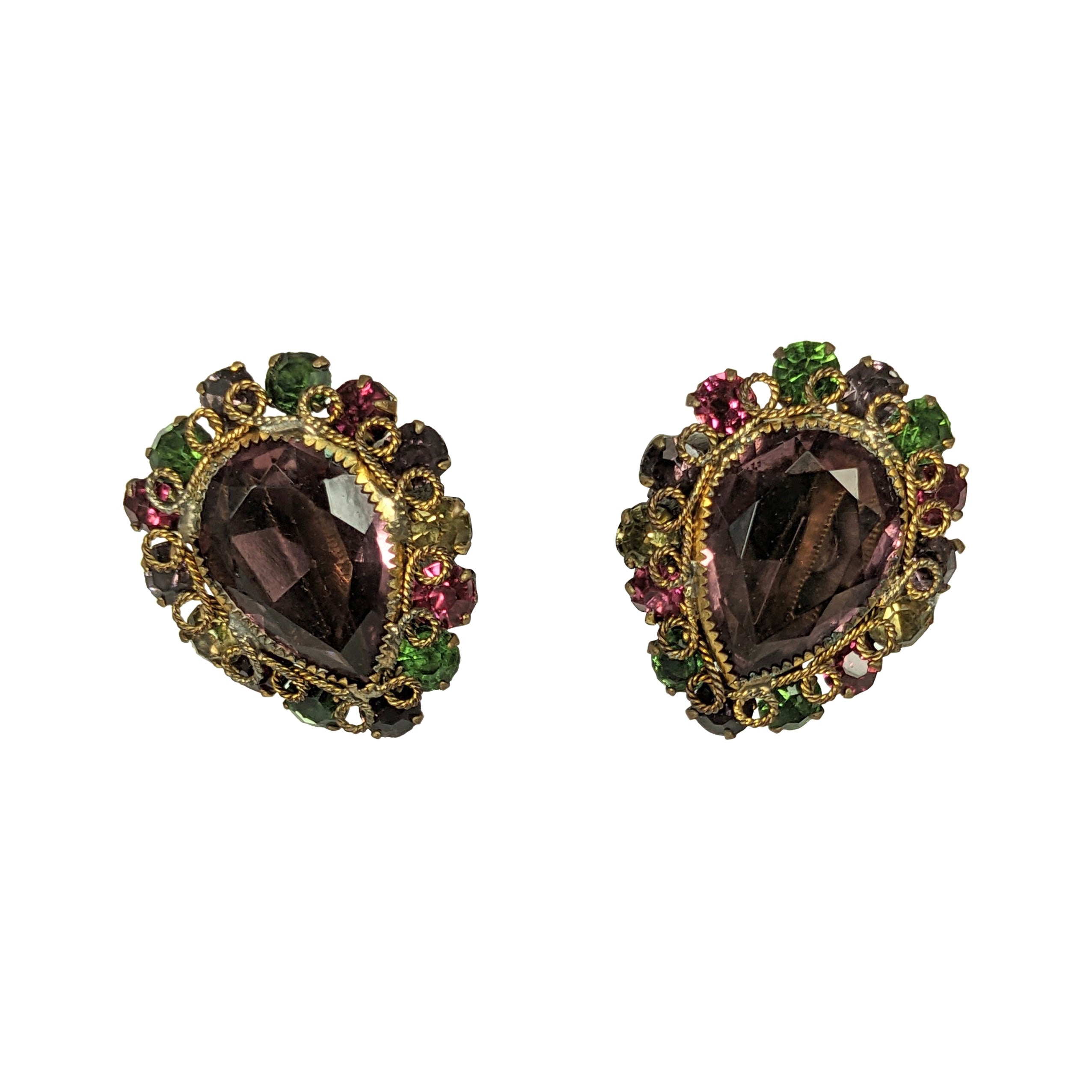 Robert Filigree Jeweled Earrings For Sale