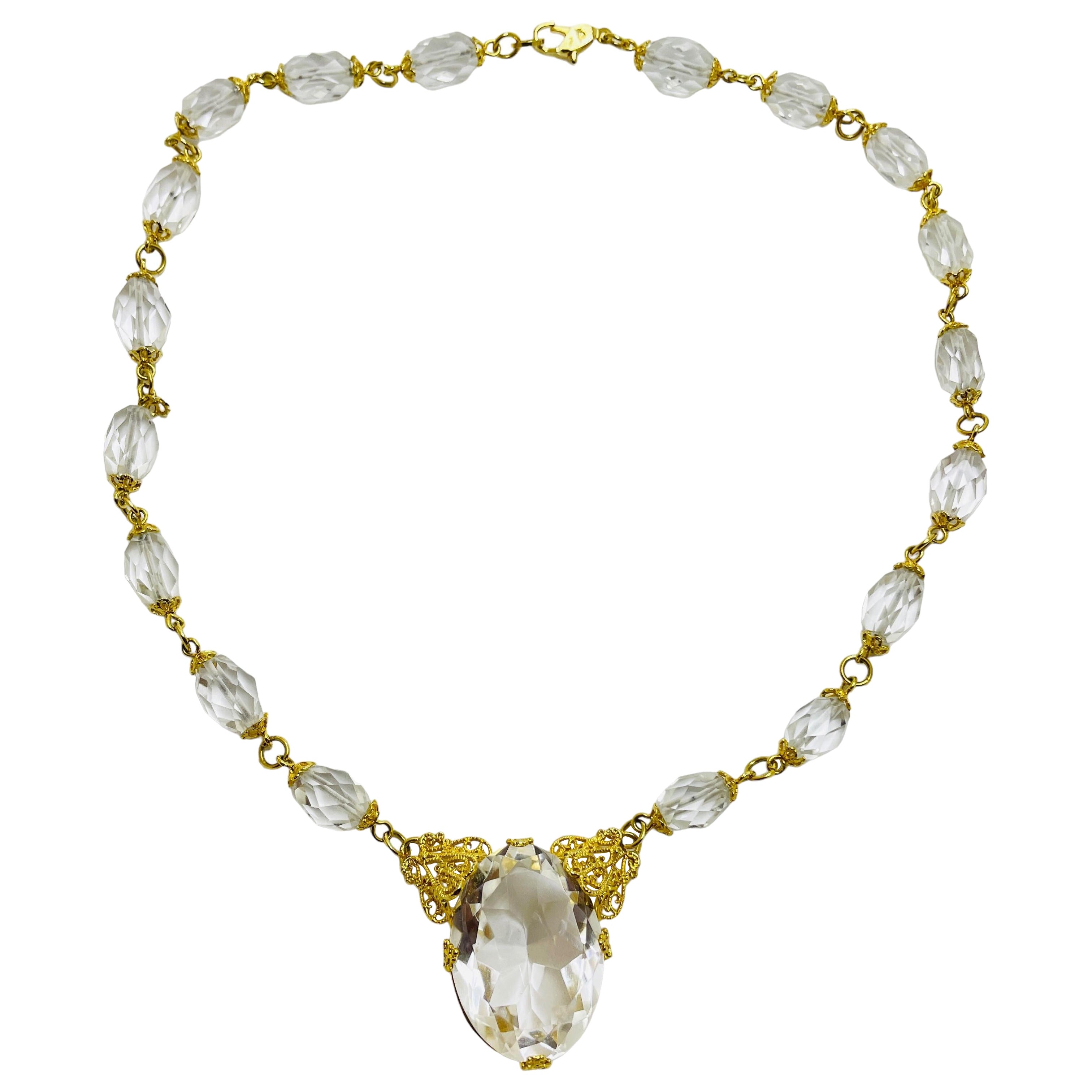 Collier de créateur signé FARRAH en cristal doré