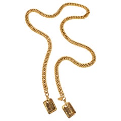Chanel, collier à cravate en métal doré, années 1980