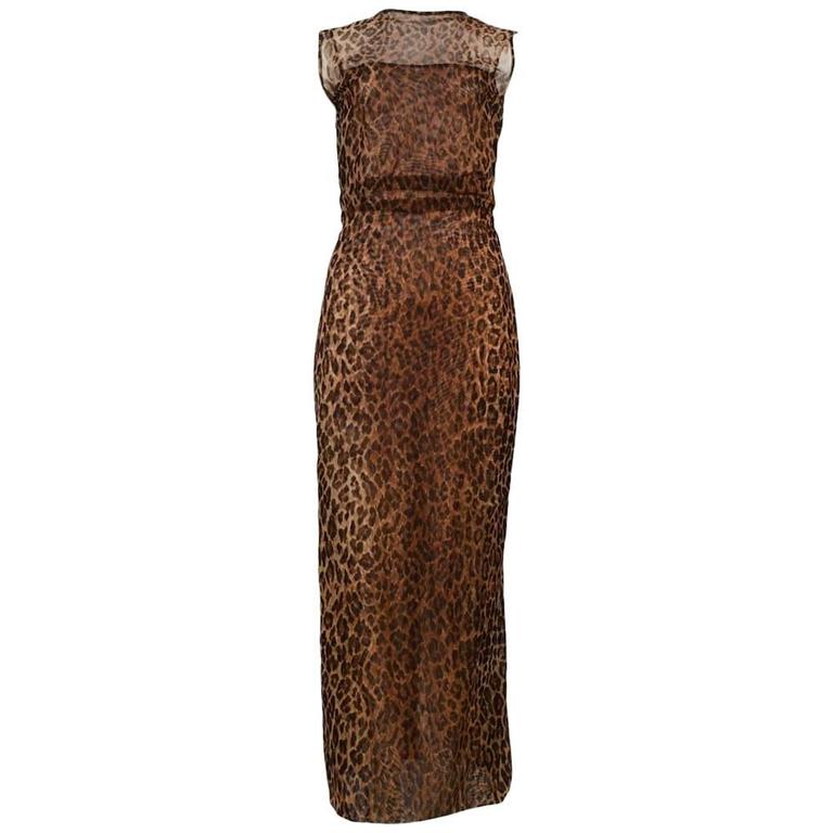 Dolce & Gabbana Sheer Leopard Slip Dress