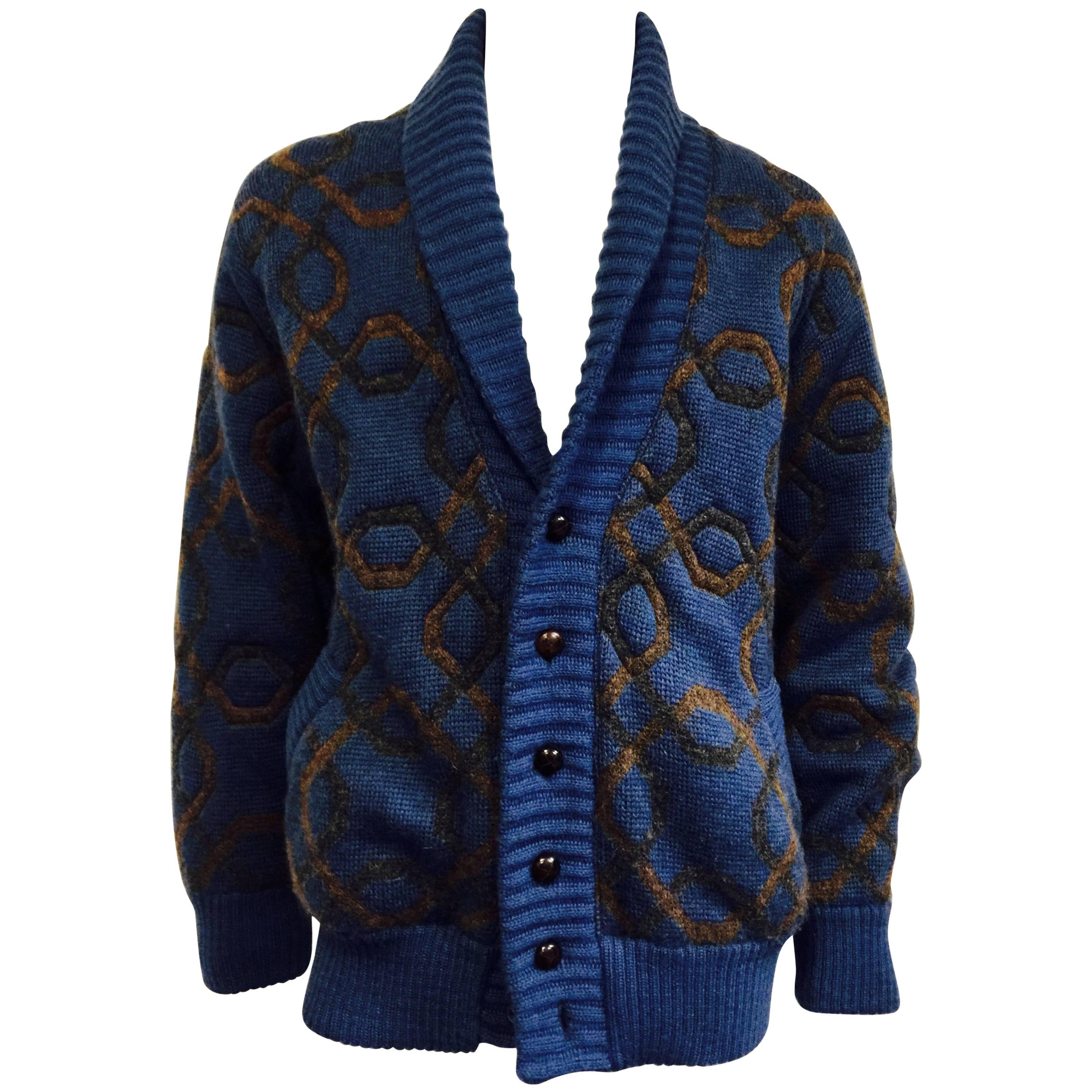 Men's Fabulous Gucci 1970's Heavy Wool/Mohair Shawl  Collar Cardigan