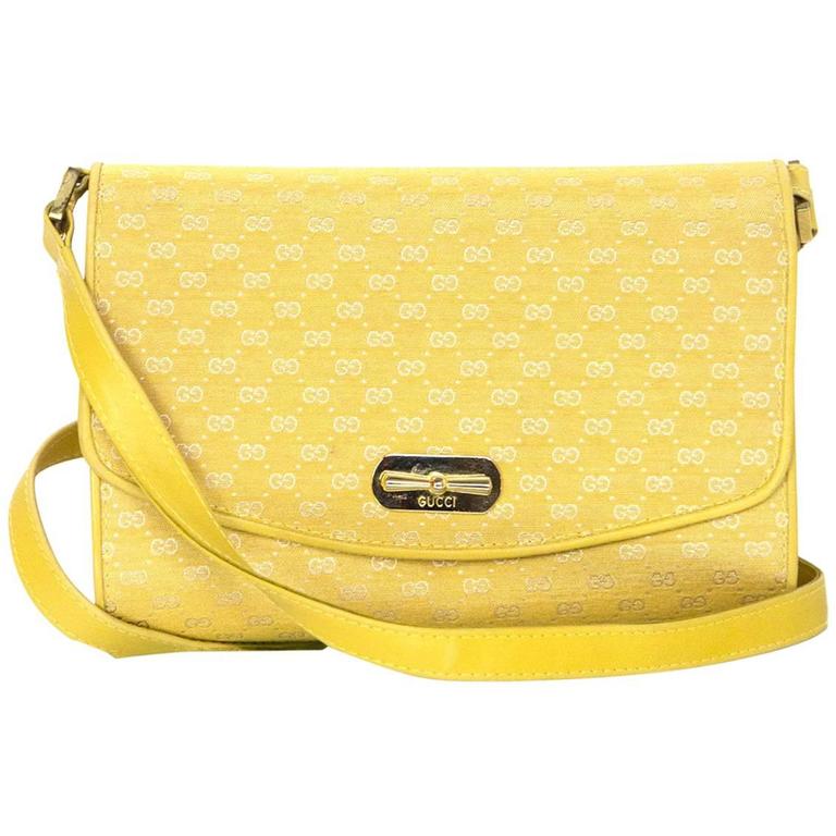 Gucci Vintage &#39;70s Yellow Monogram Canvas Crossbody Bag For Sale at 1stdibs