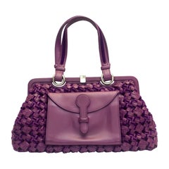Bottega Veneta purple intrecciato shoulder handle bag