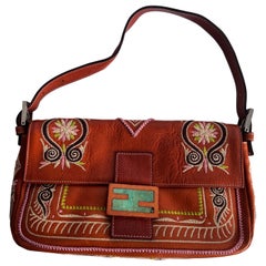 Fendi embroidered leather baguette