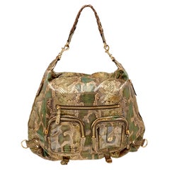 NEW Exotic XL Gucci Camouflage Green Python Skin Tote Shoulder Bag Hobo