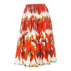 Dolce & Gabbana 2012 Chili A-Linien-Rock aus Baumwolle mit Pfefferstreuer-Druck