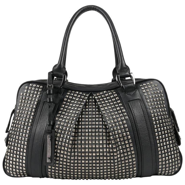 BURBERRY Prorsum A/H 2007 Runway Black Knight Studded Satchel Bag Purse (sac  à main en cuir clouté) sur 1stDibs