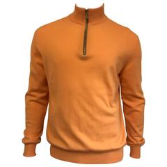 Men's Ermenegildo Zegna Cashmere Zip Neck Sweater in Peach Sorbet 9