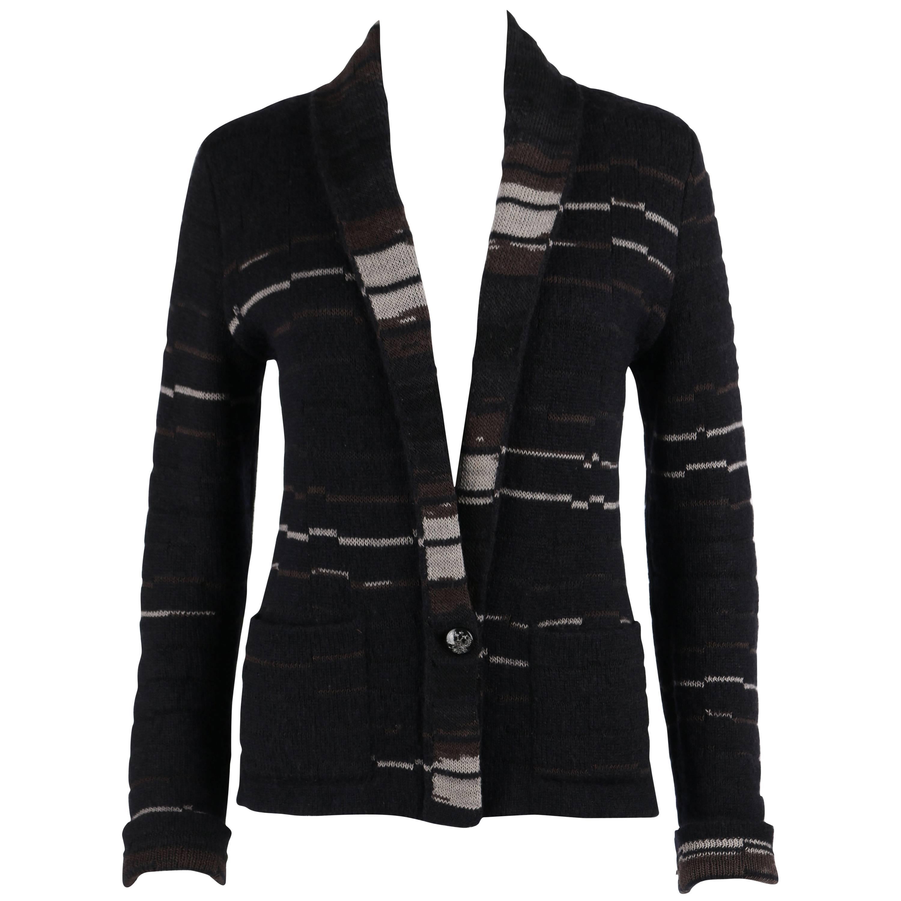 CHANEL A/W 2009 Shawl Collar Button Front Knit Cardigan Sweater Size 40