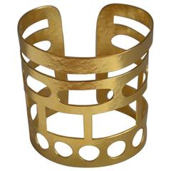 Herve van der Straeten Cutout Geometric Gilded Brass Cuff