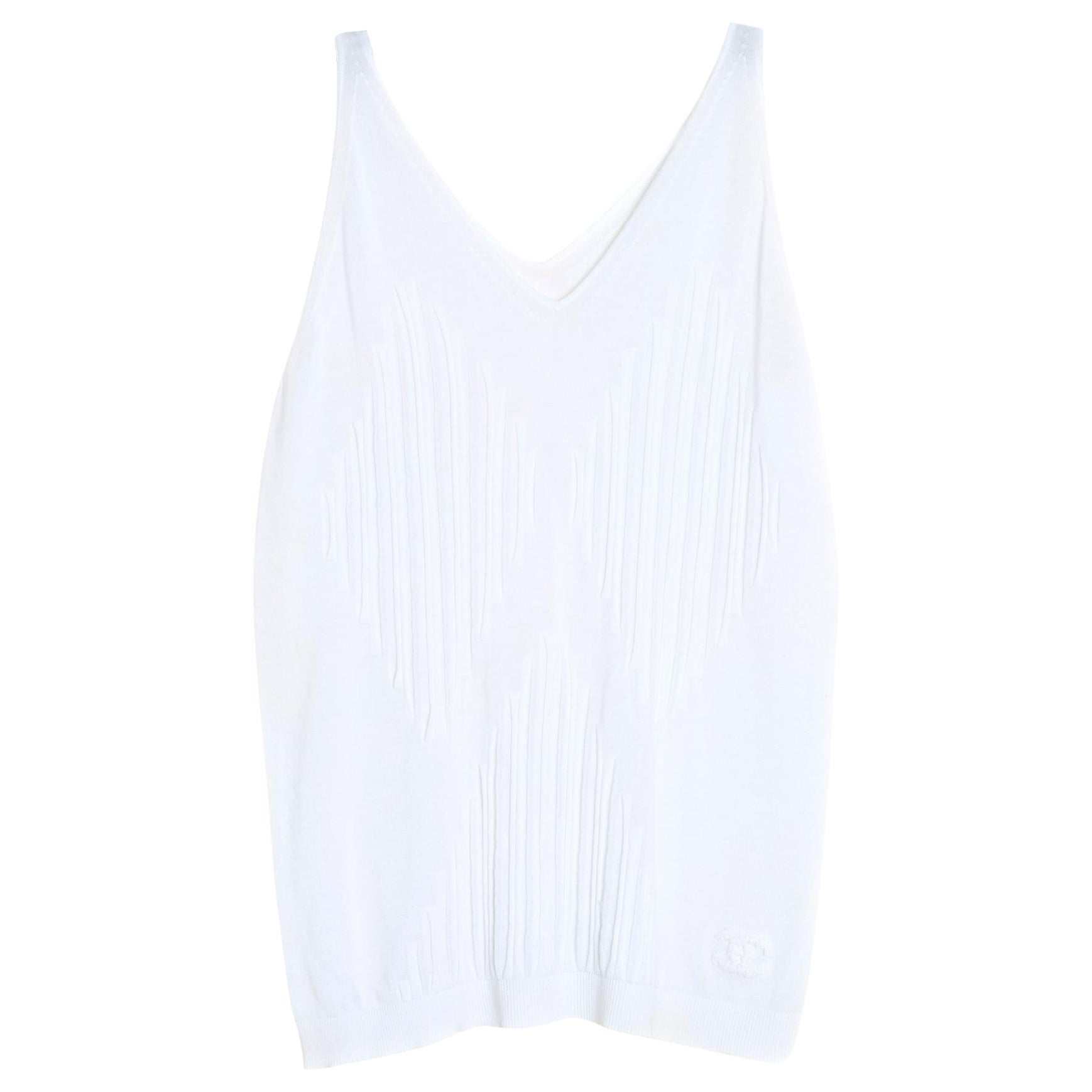 Chanel Top FR38 Canotta in cotone bianco UK10 US8