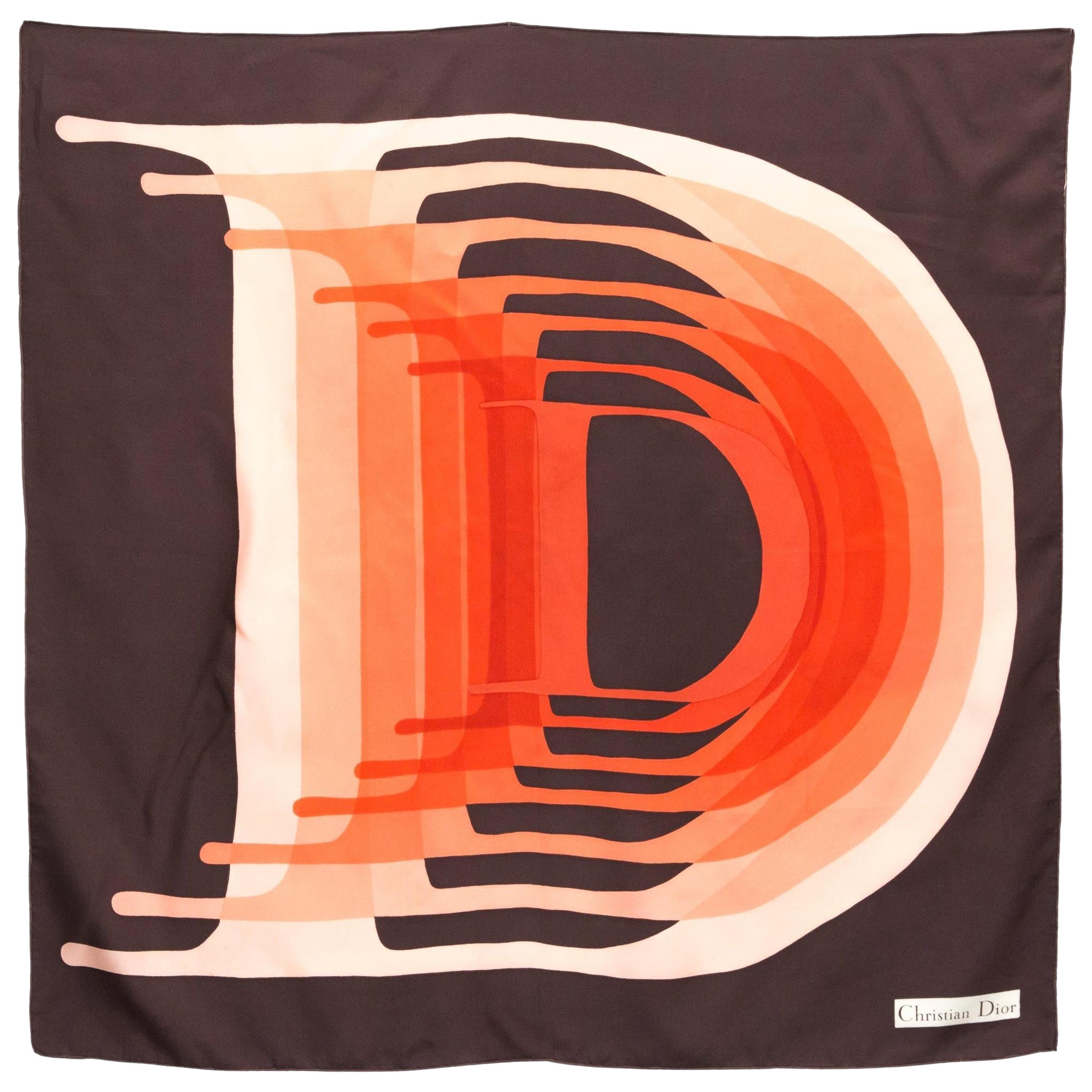 Christian Dior Brown Silk Scarf For Sale