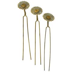Antique Charming Victorian Tremblant Sunflower Hair Picks