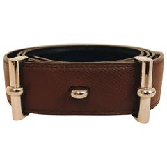 Men's Hermes Charmonix Leather and Palladium Plated Belt Buckle 12