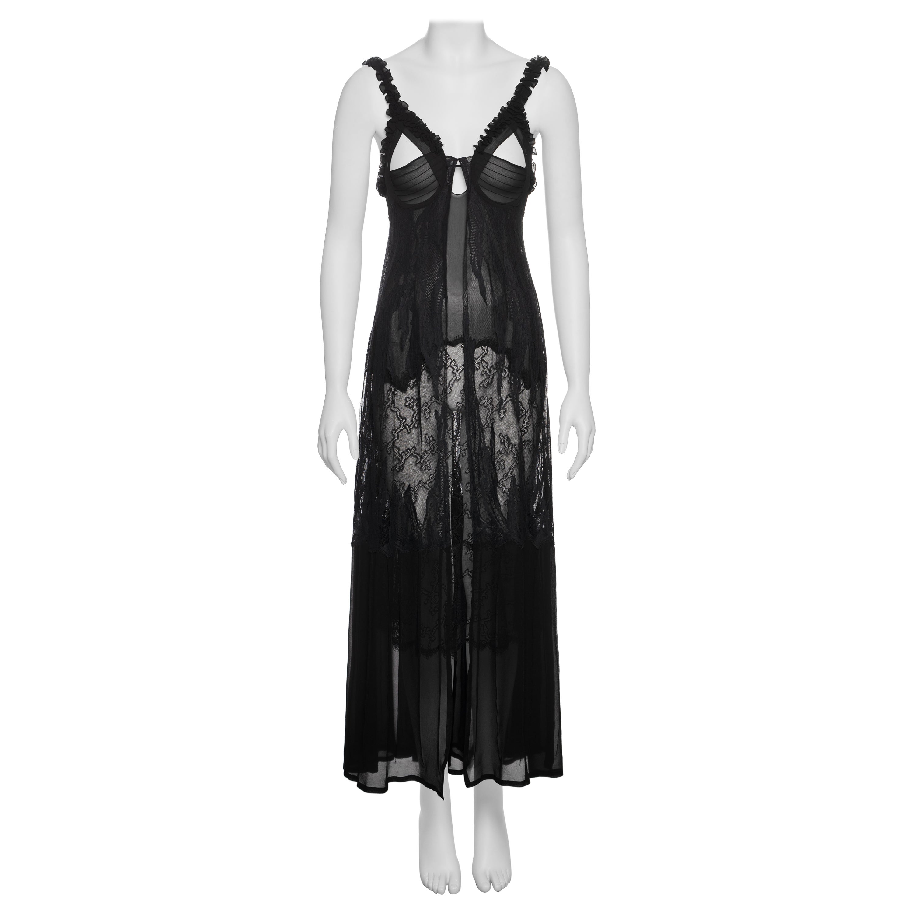 Yves Saint Laurent by Tom Ford Black Silk and Lace Evening Dress, FW 2003