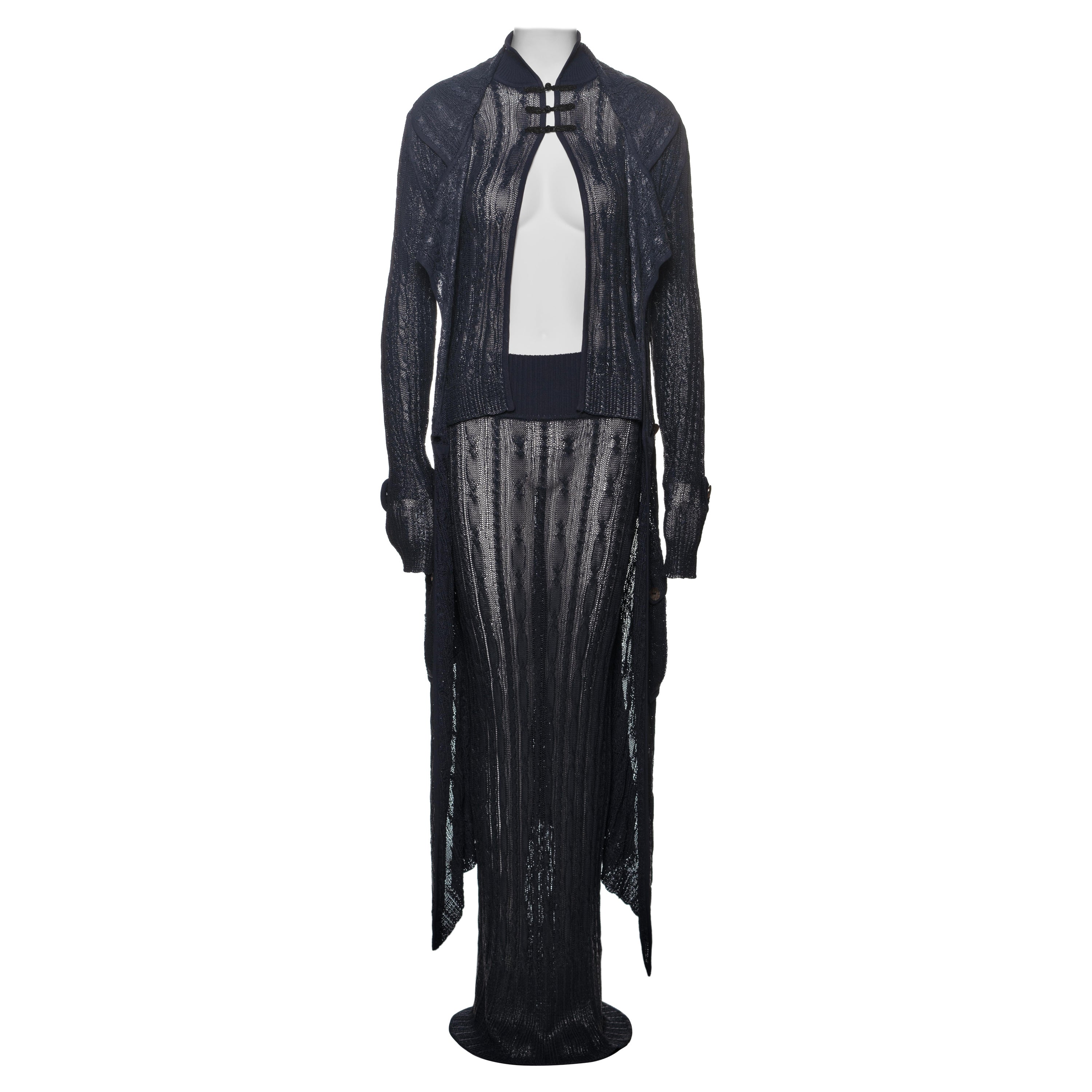 Christian Dior by John Galliano Navy Knit 3-Piece Evening Ensemble, SS 1999 For Sale