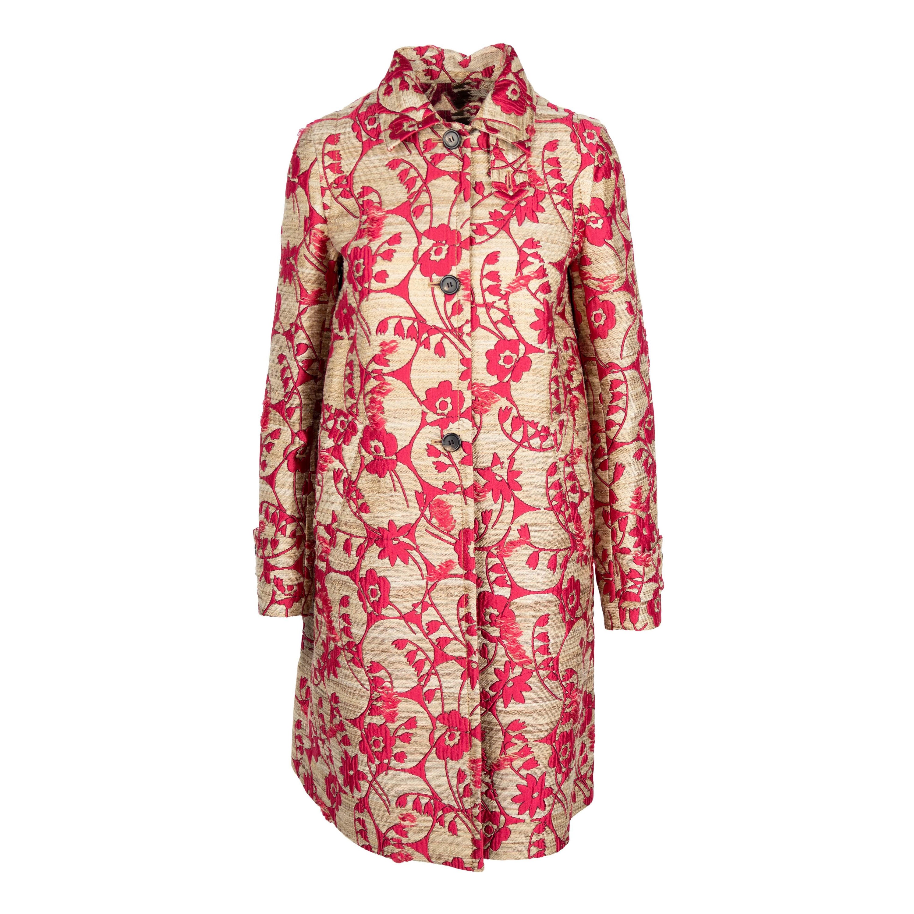 Valentino Silk Blend Jacquard Coat - '10s For Sale